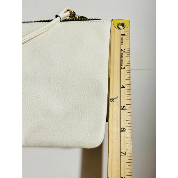 Banana Republic White black gold Envelope Crossbody Bag detachable strap zipper - Picture 7 of 9